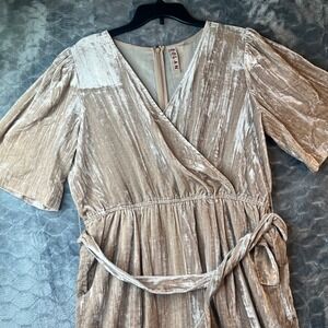 Dolan Left Coast Collection Crushed Velvet Jumpsuit Pearl Champagne Large NWT